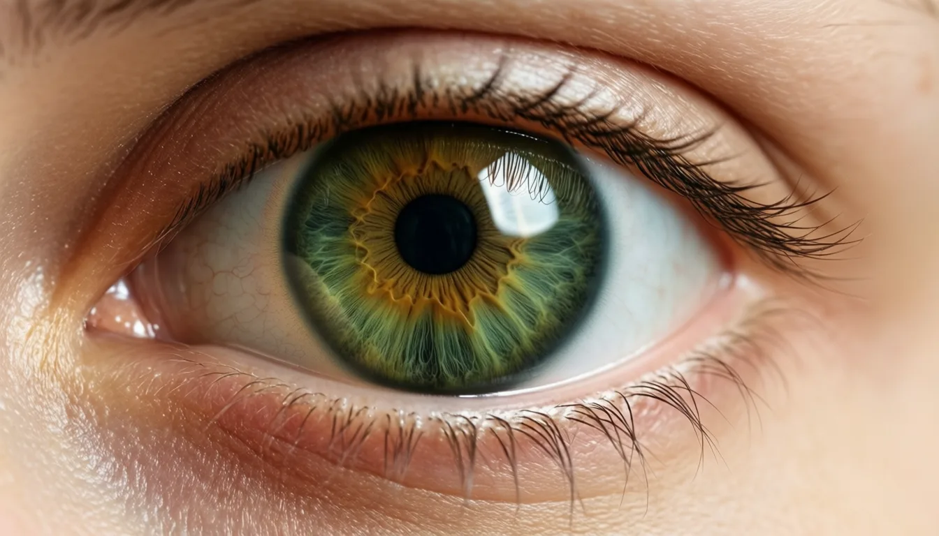 Macro close-up of a hazel-green human iris