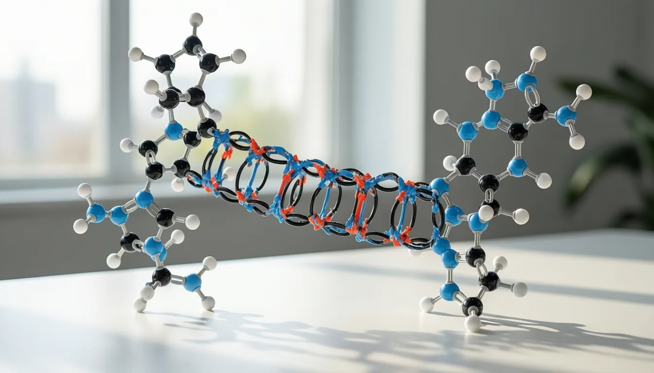 Molecular model with branching arms on a clean desk