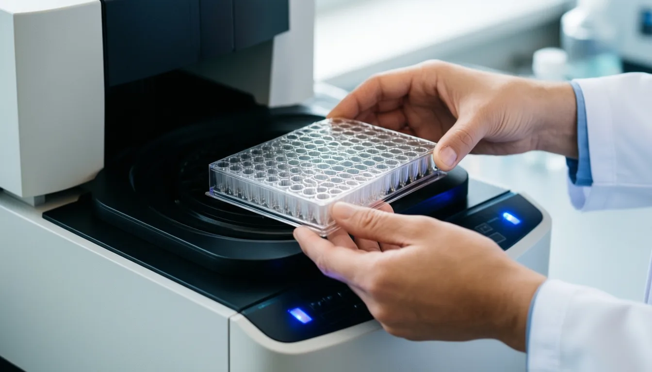 Scientist loading samples into a mass spectrometer