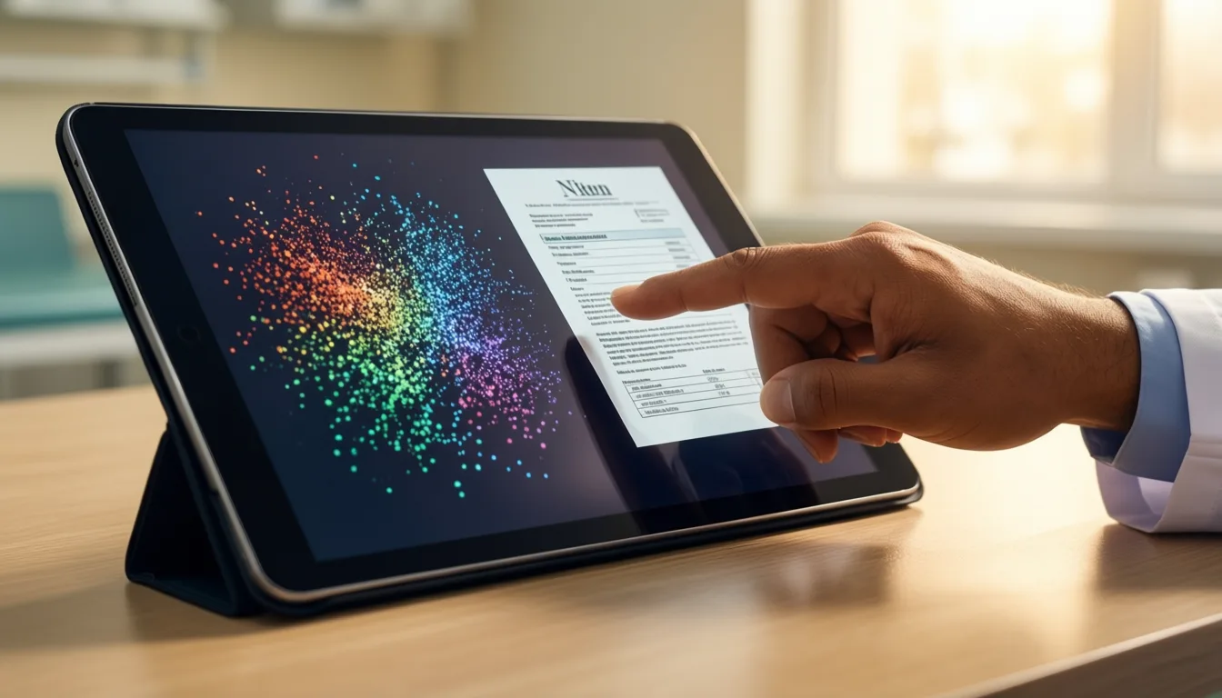 clinician reviewing clustered patient data on a tablet