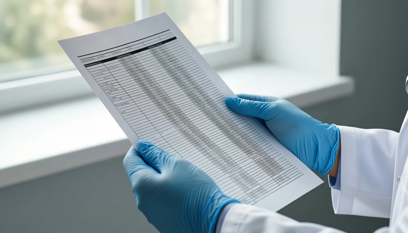 Clinician reviewing a blood biomarker report