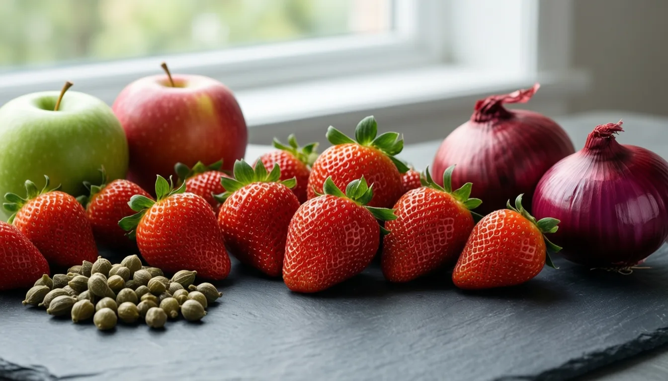 fresh produce containing quercetin and fisetin