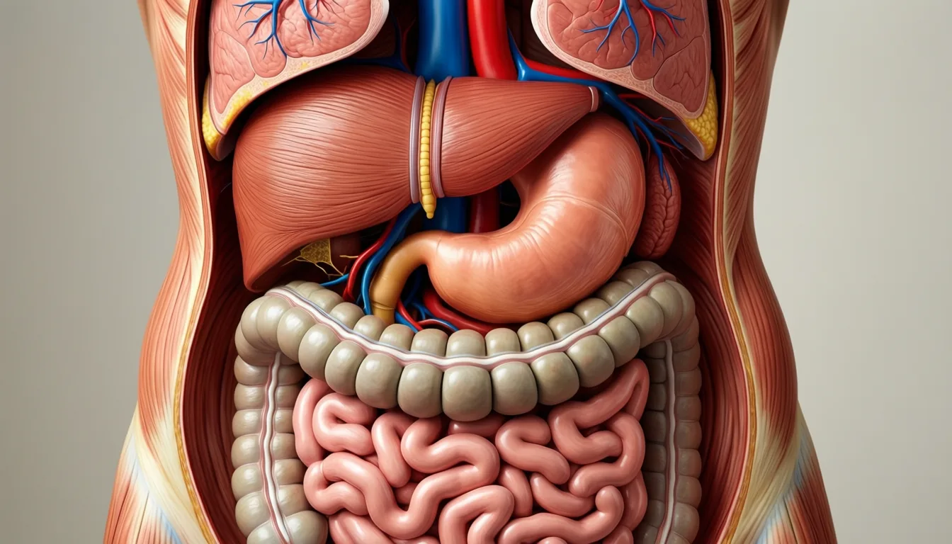 Illustration showing visceral fat around abdominal organs