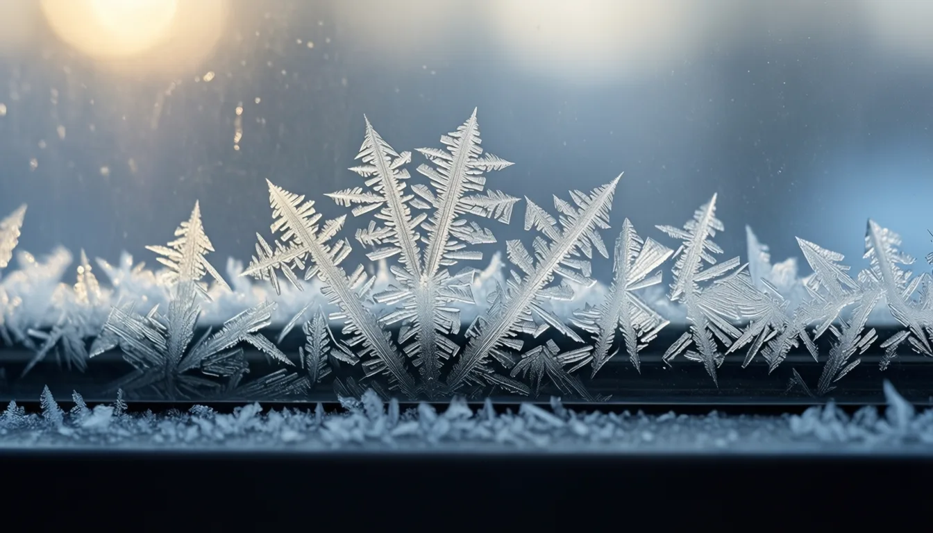frost crystals slowly forming on dark glass
