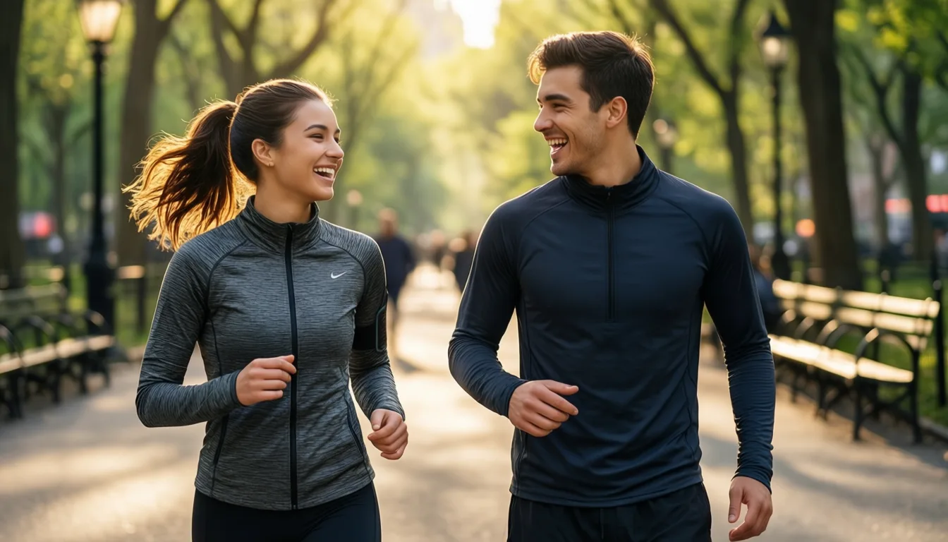 Young adults walking together in a sunny park