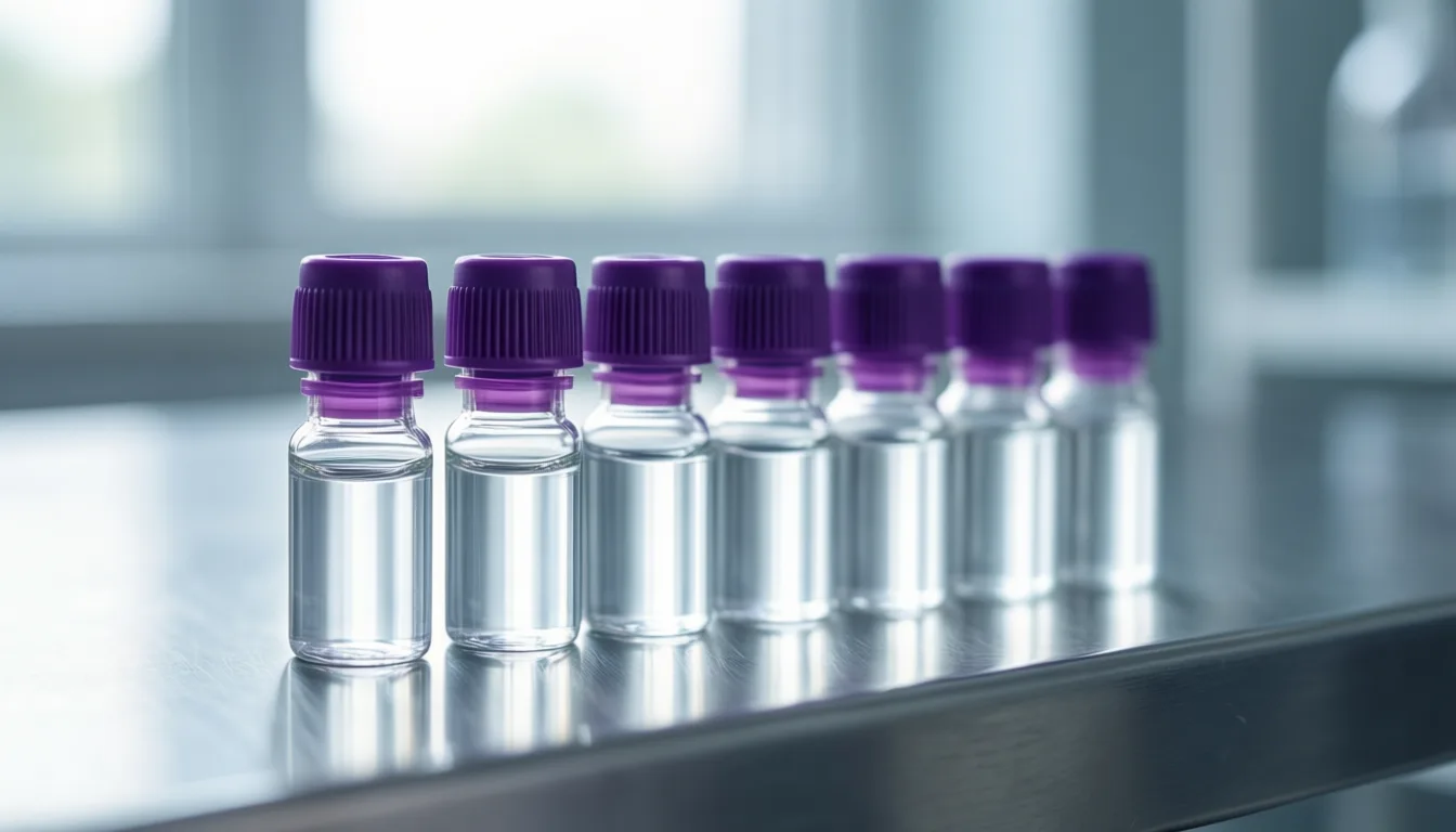 Blood collection vials on a laboratory bench