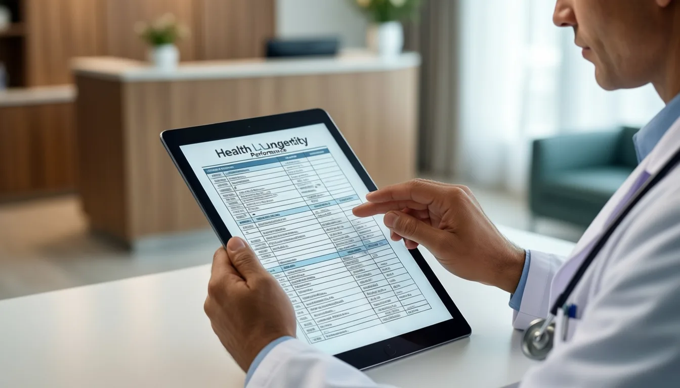 Nephrologist reviewing lab results on a tablet